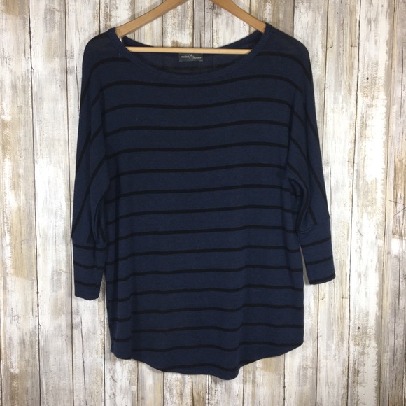 Market & Spruce Tops - Market & Spruce Blue & Black Striped Blouse